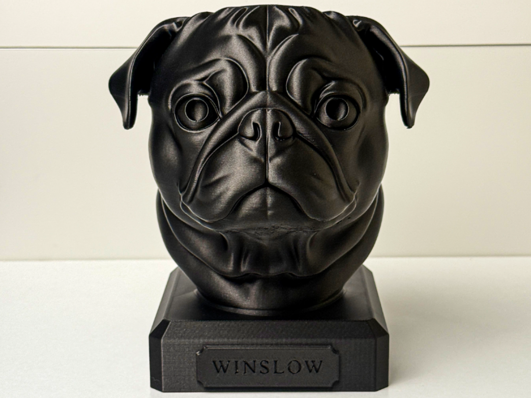 Pug Bust with Name Plate