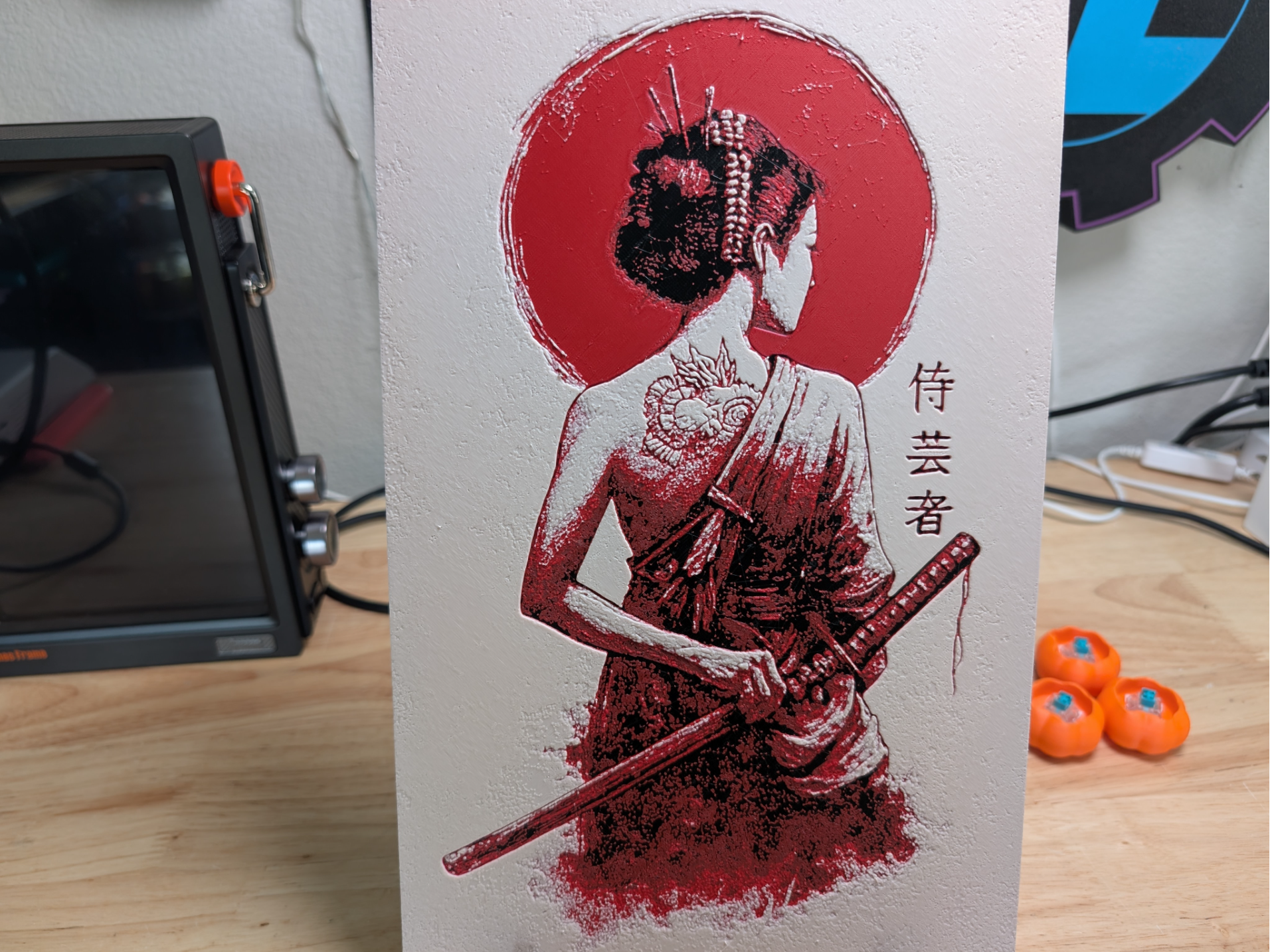 Japanese Samurai Girl with Tattoo Hueforge 3 color