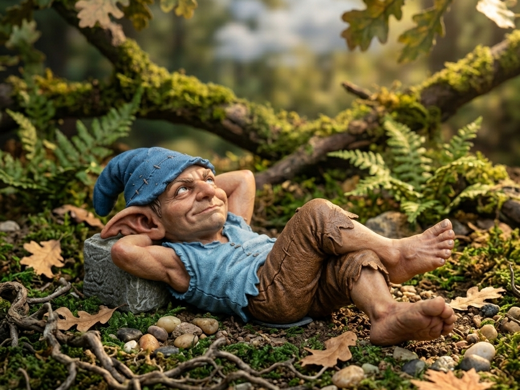 Goblin lying on his back watching the clouds go by