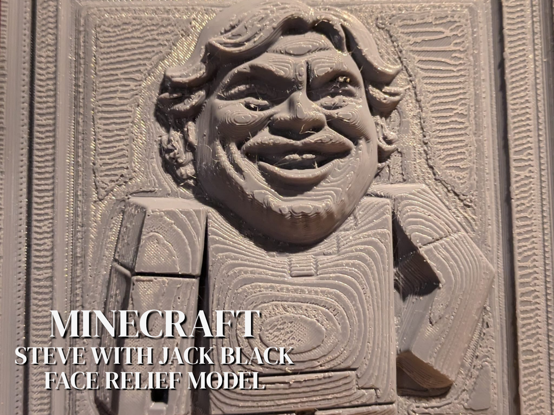 Minecraft Steve with Jack Black Head- Relief Model