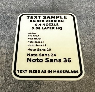 0.4 Nozzle Text Sizing Print