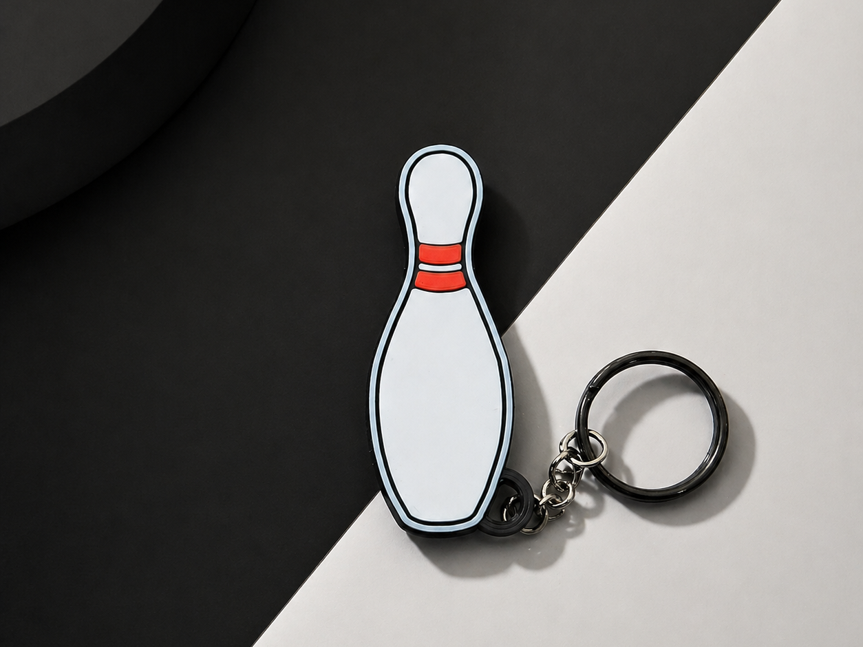 unique bowling pin keychain