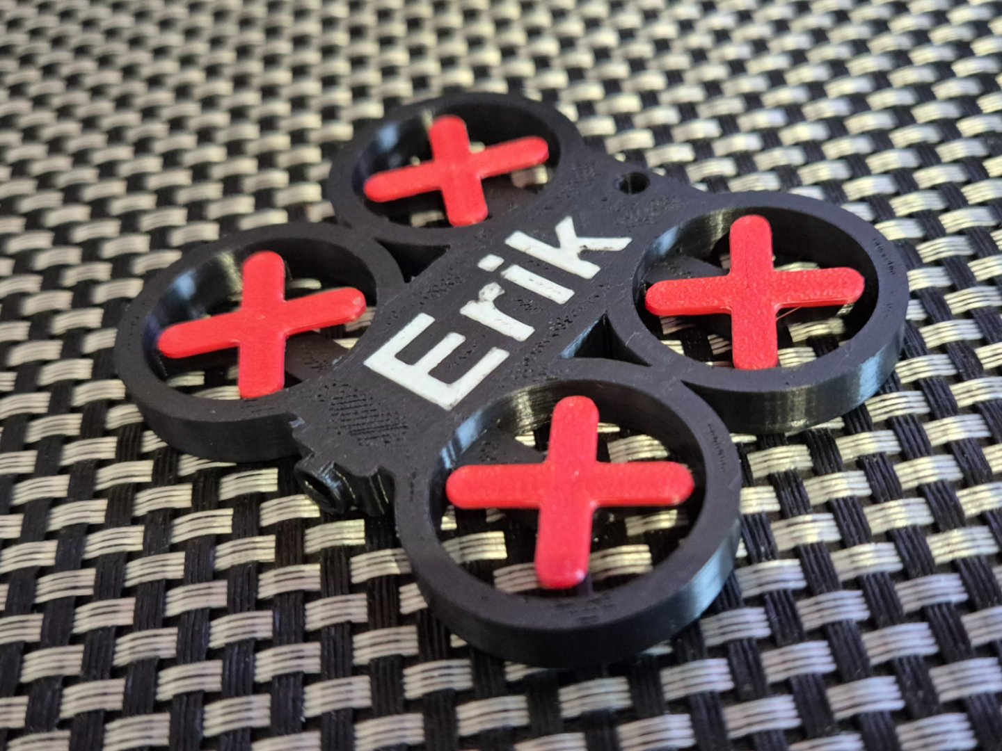 Drone keychain with text