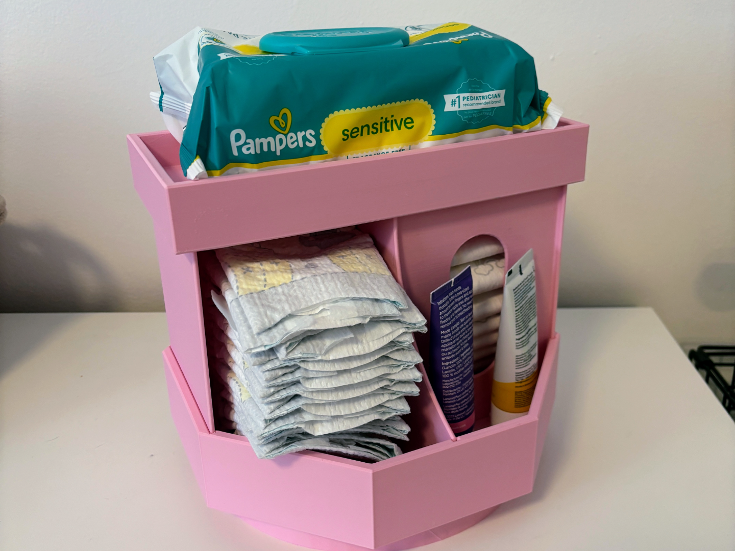 Nursery Rotating Diaper Caddy Organizer