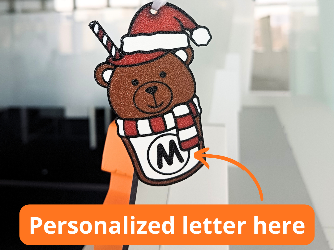 Custom Christmas Bear Barista Keychain/Ornament