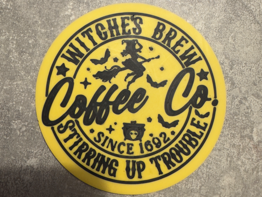 Funny Witch Halloween Coaster, Witches Brew Coffee
