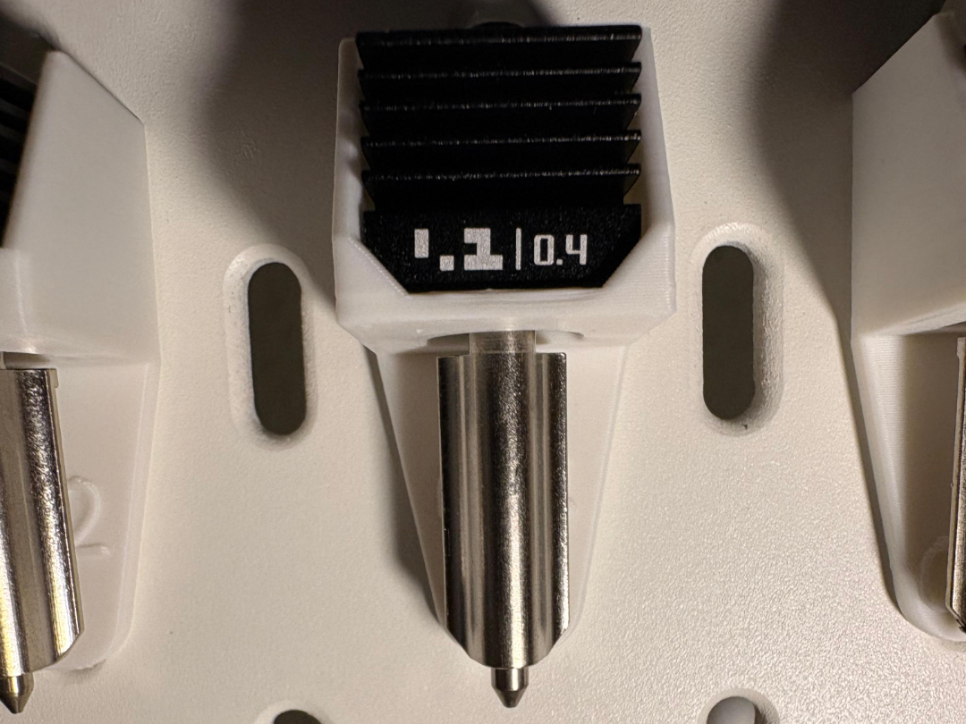 H2D H2S Hotend Skadis holder Full Set Size Visible