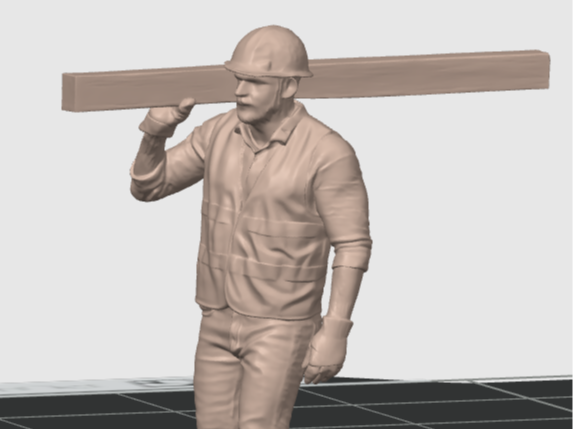 Worker carrying wood