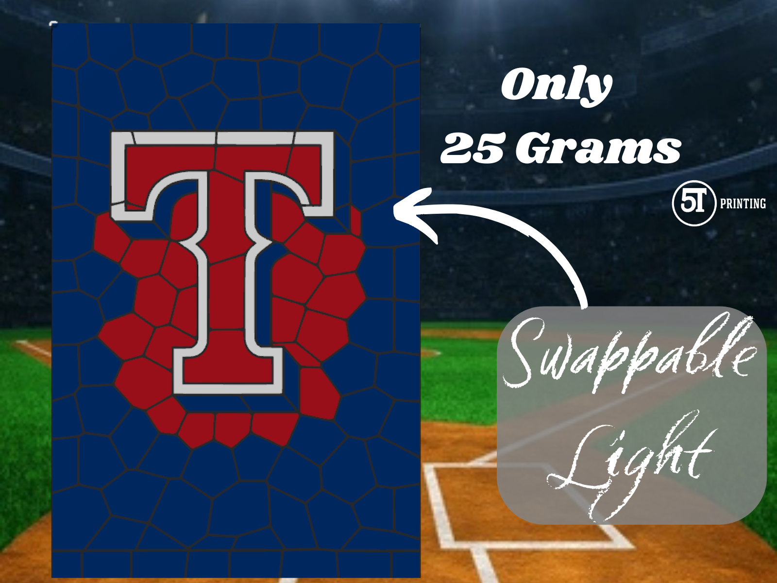 Texans Rangers light (swappable glass)