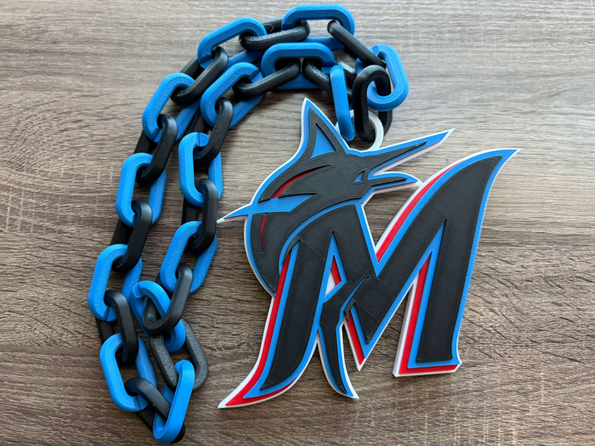Miami Marlins Oversized Necklace, Pendant
