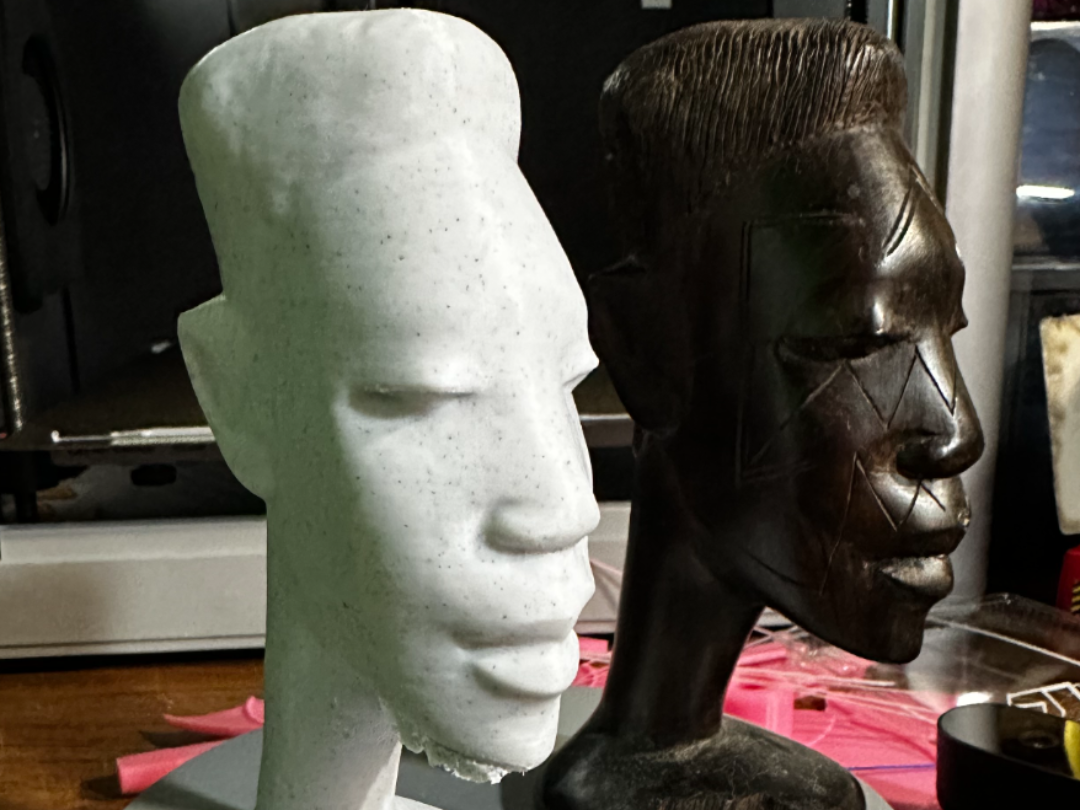 African wood carving scan with broken base
