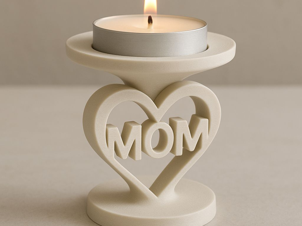 ”MOM” Heart Candle Holder