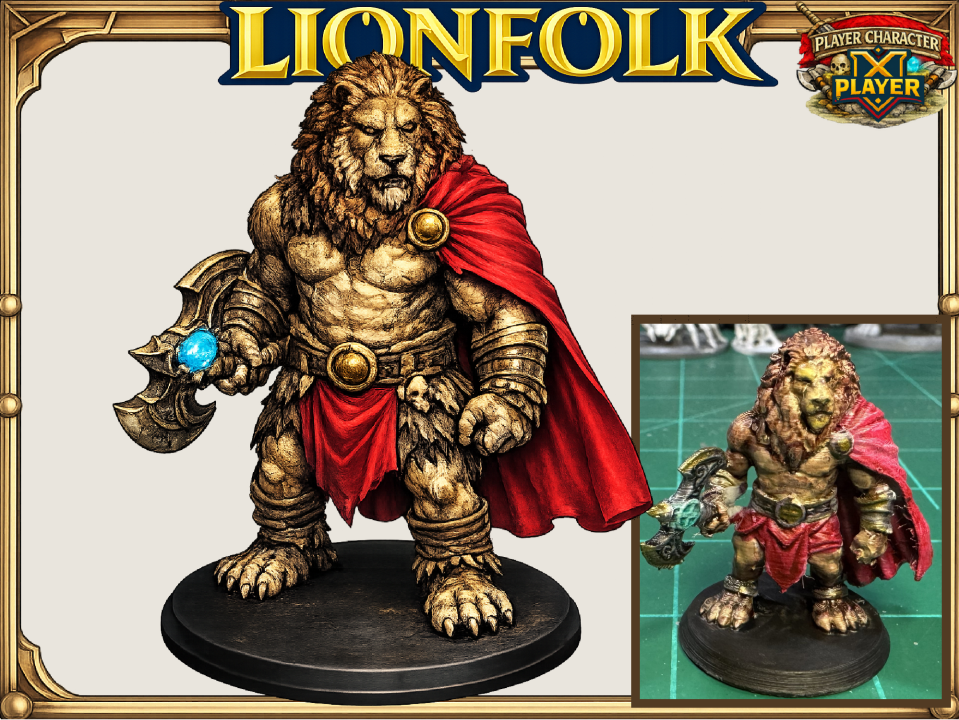 Lionfolk Planeswalker :  DnD D&D Pathfinder Mini