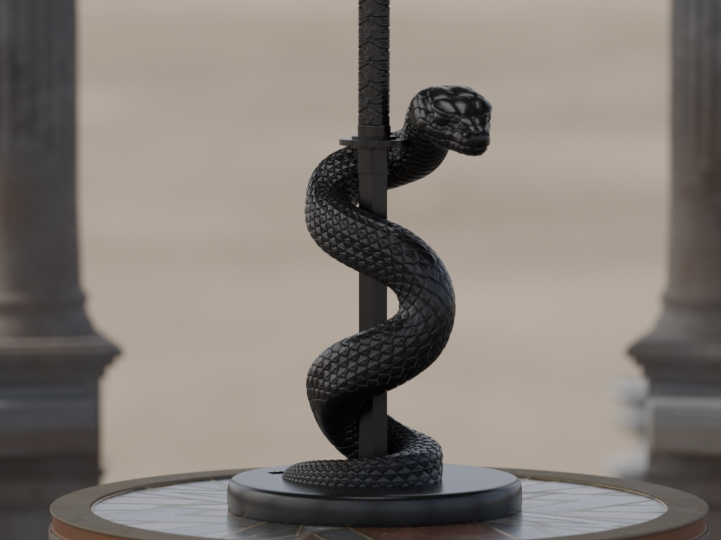 Serpent Blade 3D Sculpture - Dramatic Elegance