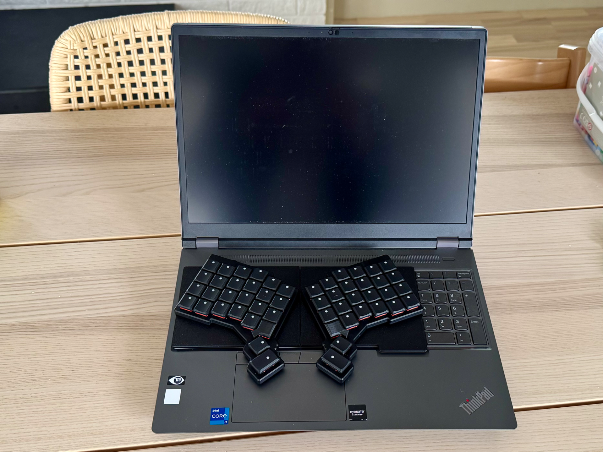 Lenovo P16 Keyboard Cover + ZSA Voyager mount