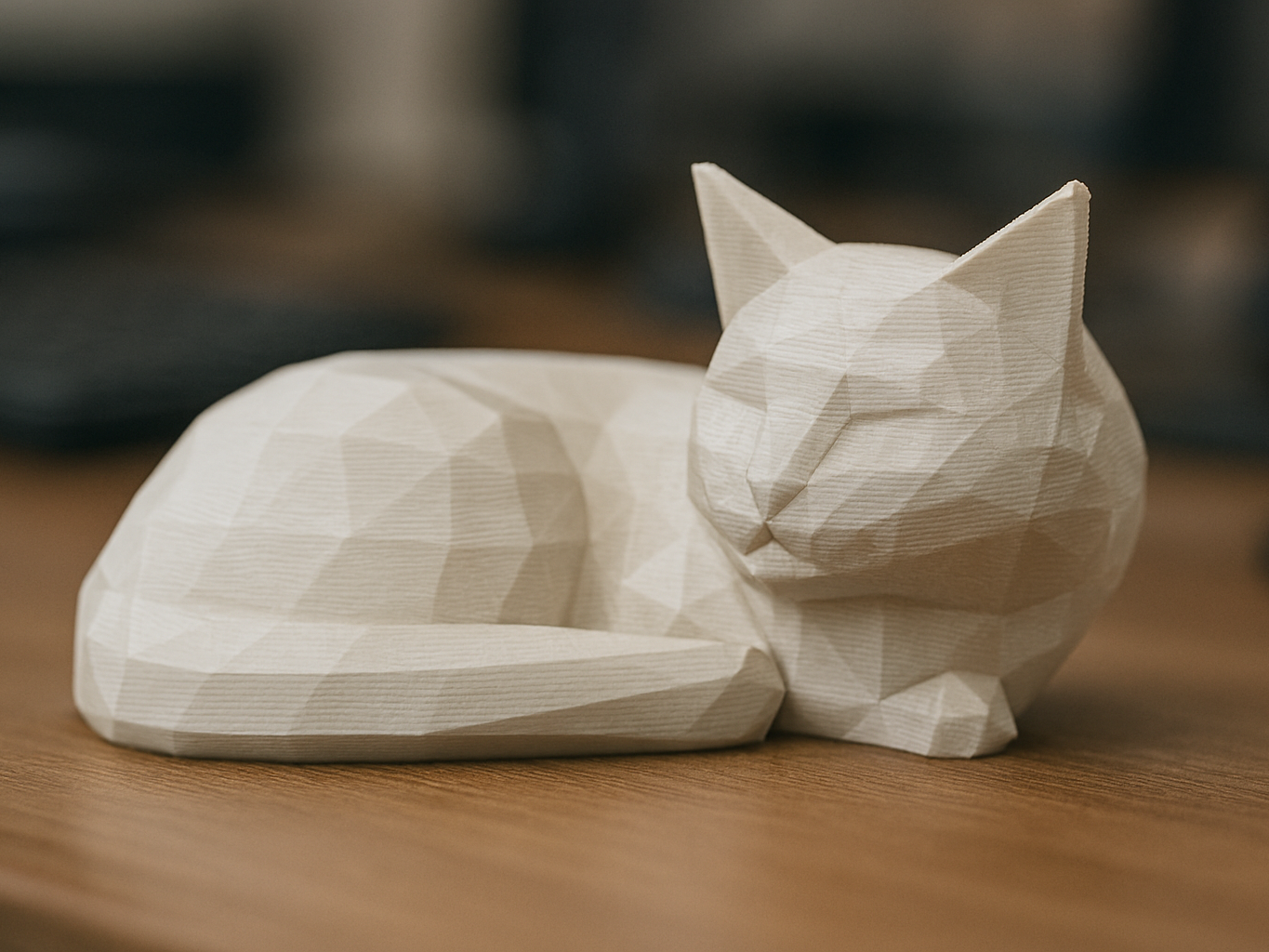 Low poly cute Crouching Cat
