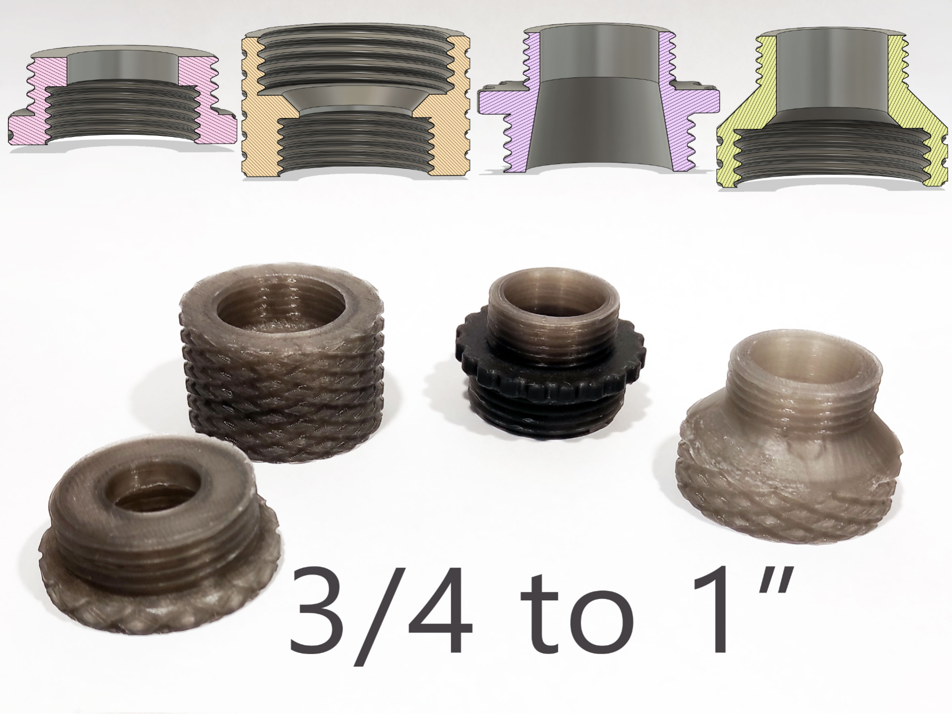 3/4 to 1 inch pipe thread adapters and couplers