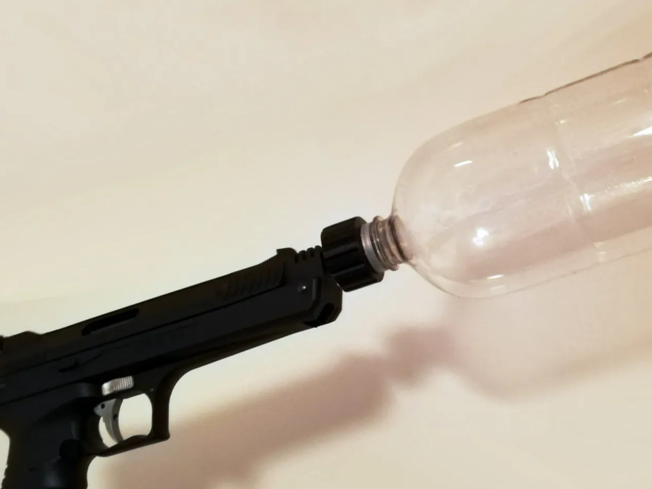 Bottle top to 14mm adapter for airsoft gun