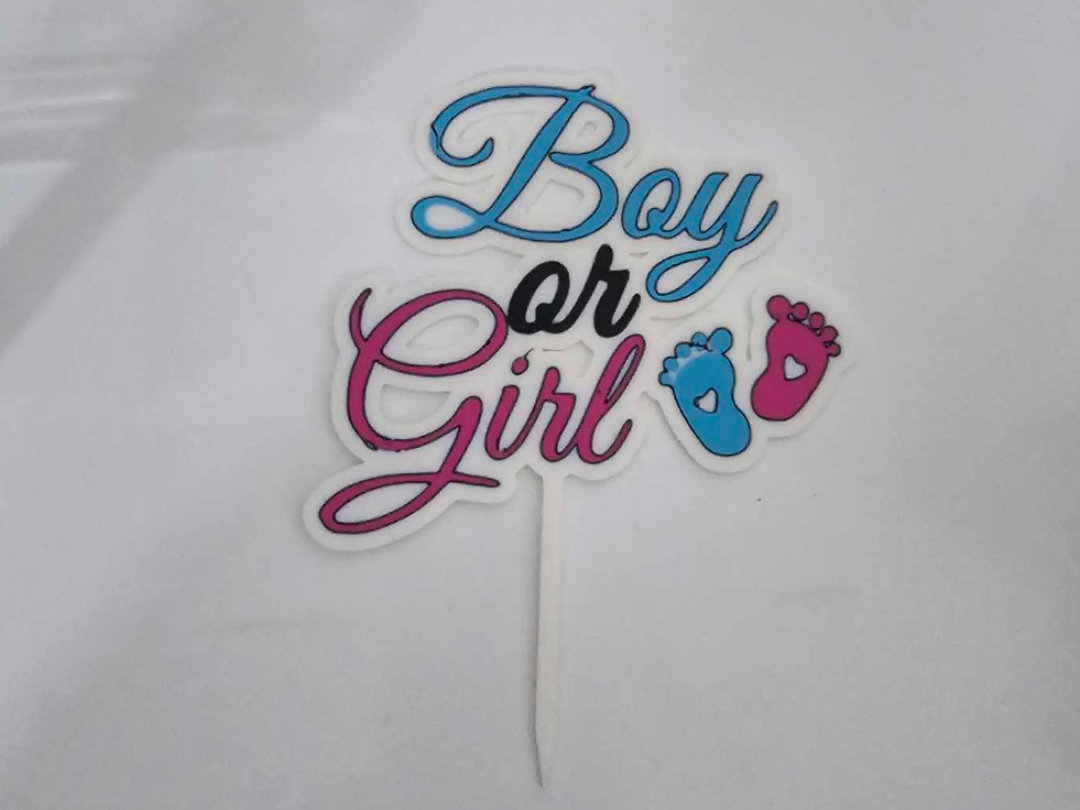 Gender Reveal cake topper boy or girl