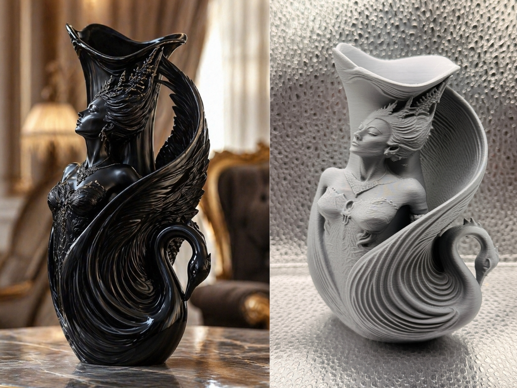 Dark Swan Queen Gothic Fantasy Vase