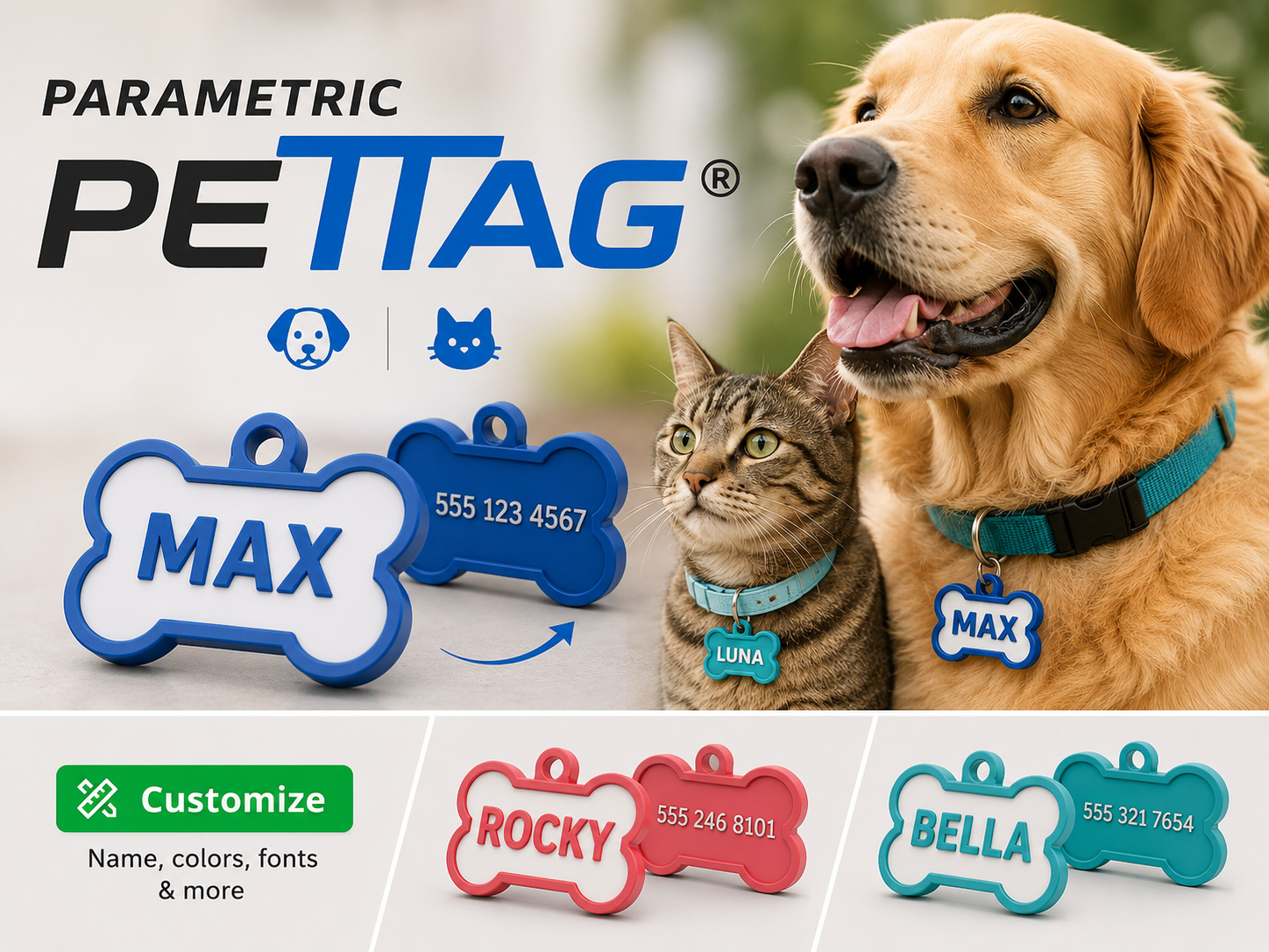 PETTAG – Parametric Customizable Pet Name Tag