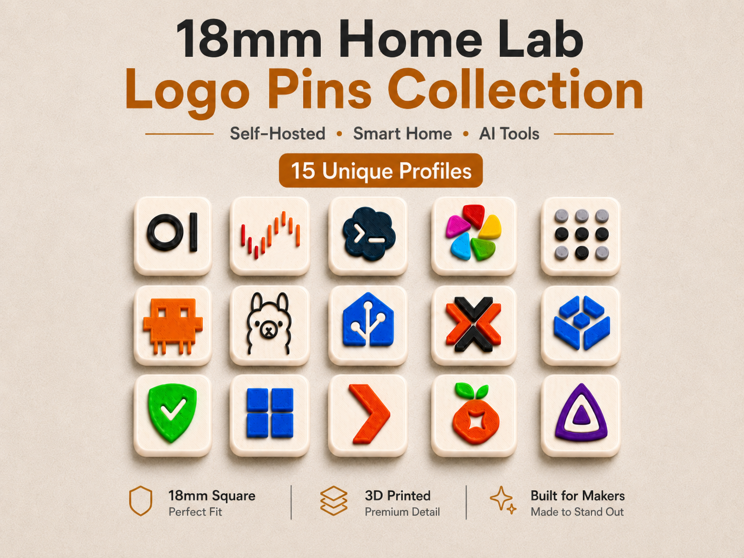 Proxmox - TrueNAS - Home Assistant 18mm Logo Pins