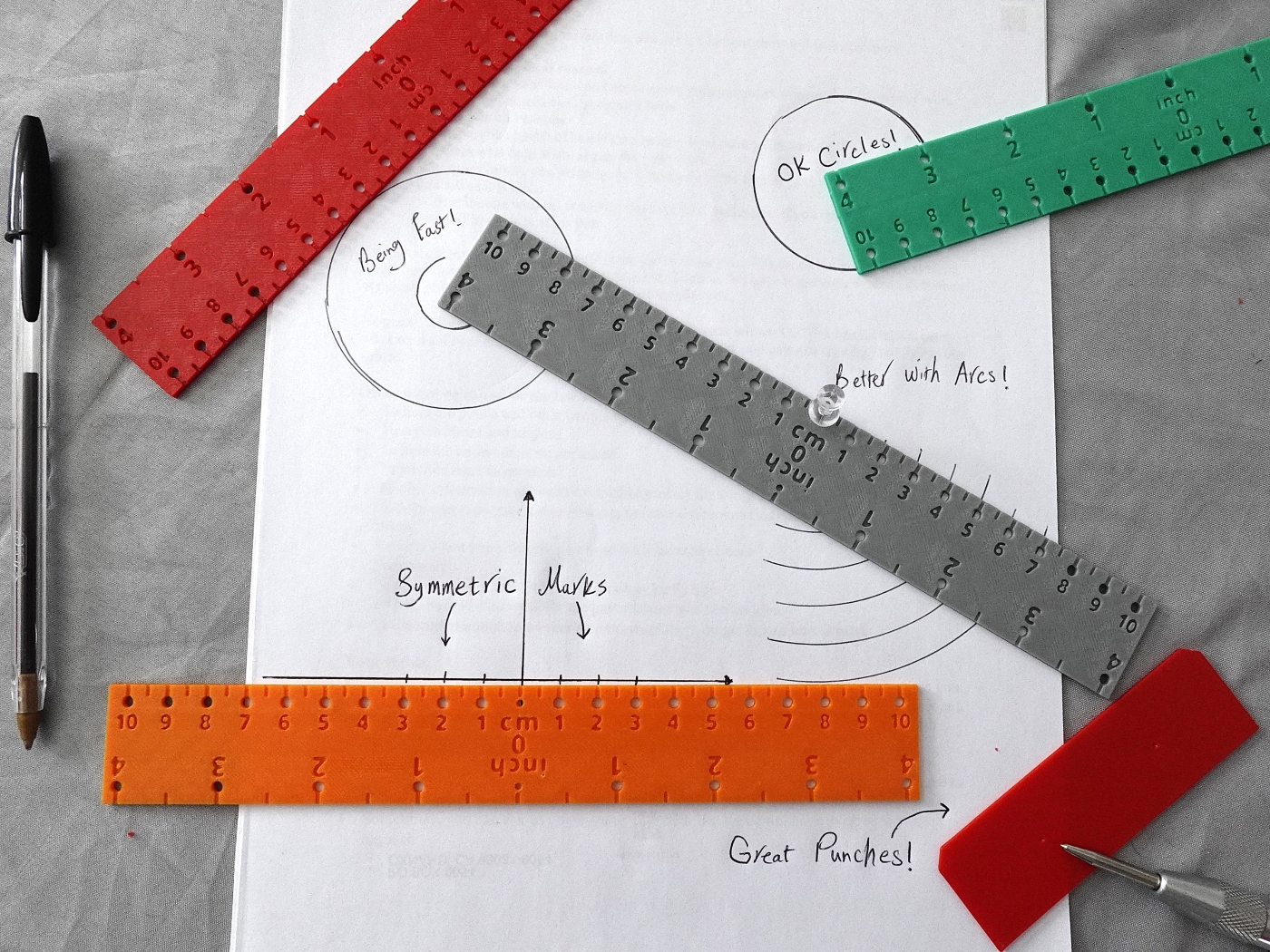 3in1 Punch Locator Compass Ruler