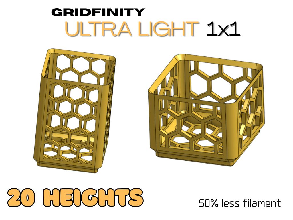 Gridfinity ULTRA light 1x1 (20 heights from 1-20)