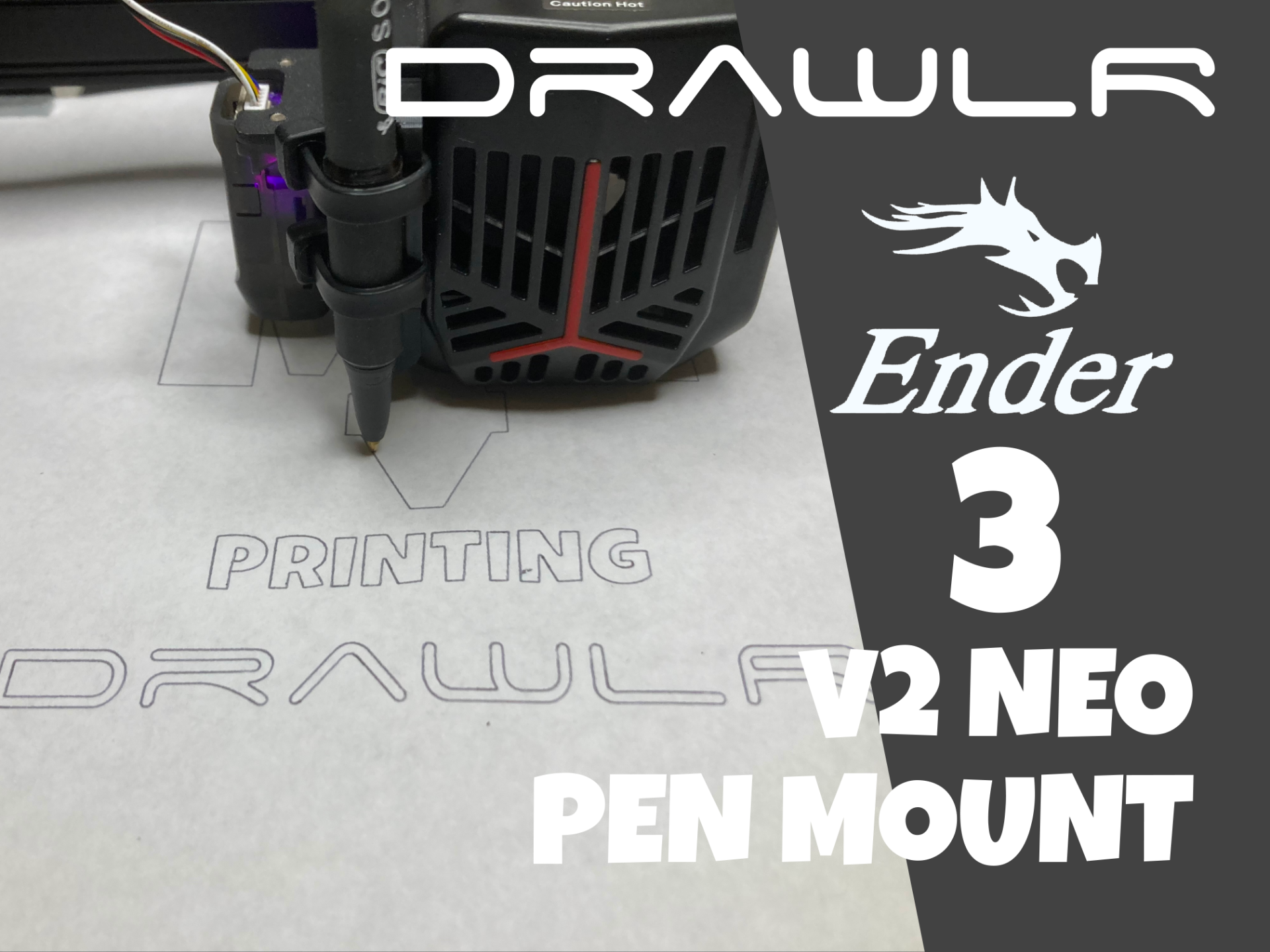 DrawlR - The Universal Pen/Pencil Mount for Ender 3 V2 NEO