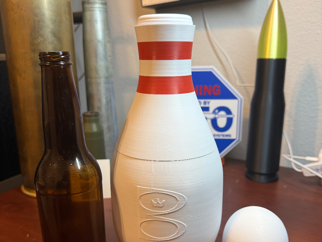 BOWLING PIN KOOZIE FOR 12 OZ BOTTLE