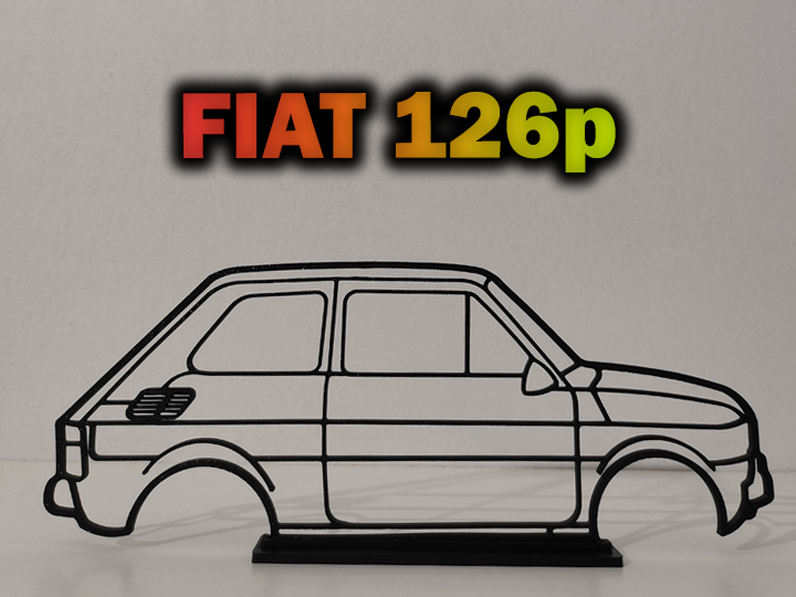 Fiat 126p Car Outline Wall Art