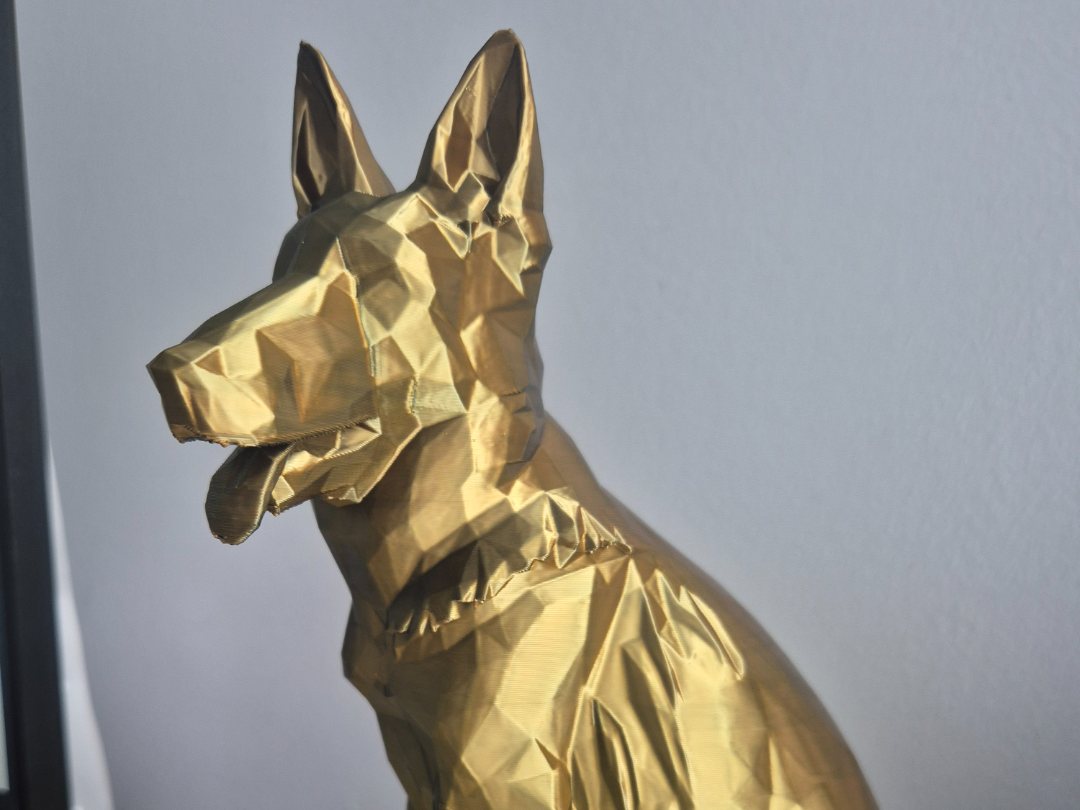low poly german shepherd figurine