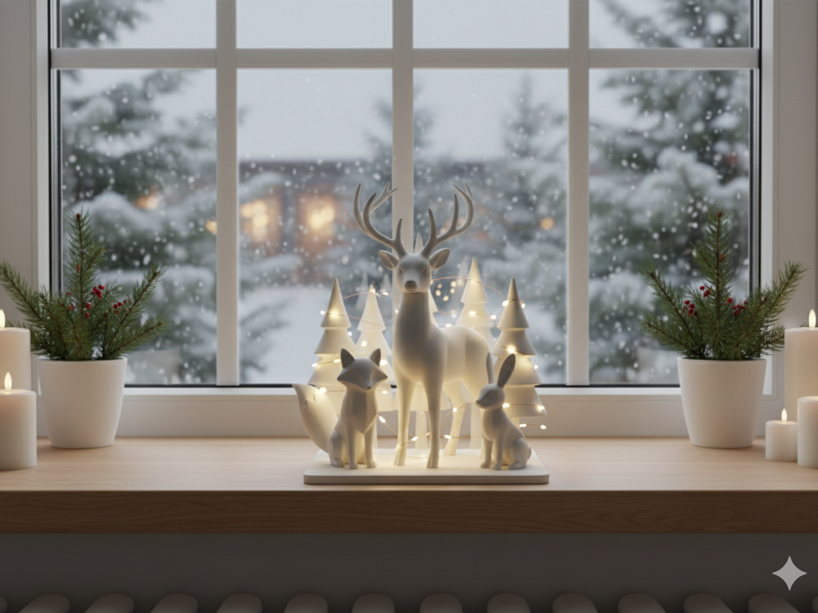 Christmas Reindeer Fox Rabbit Forest