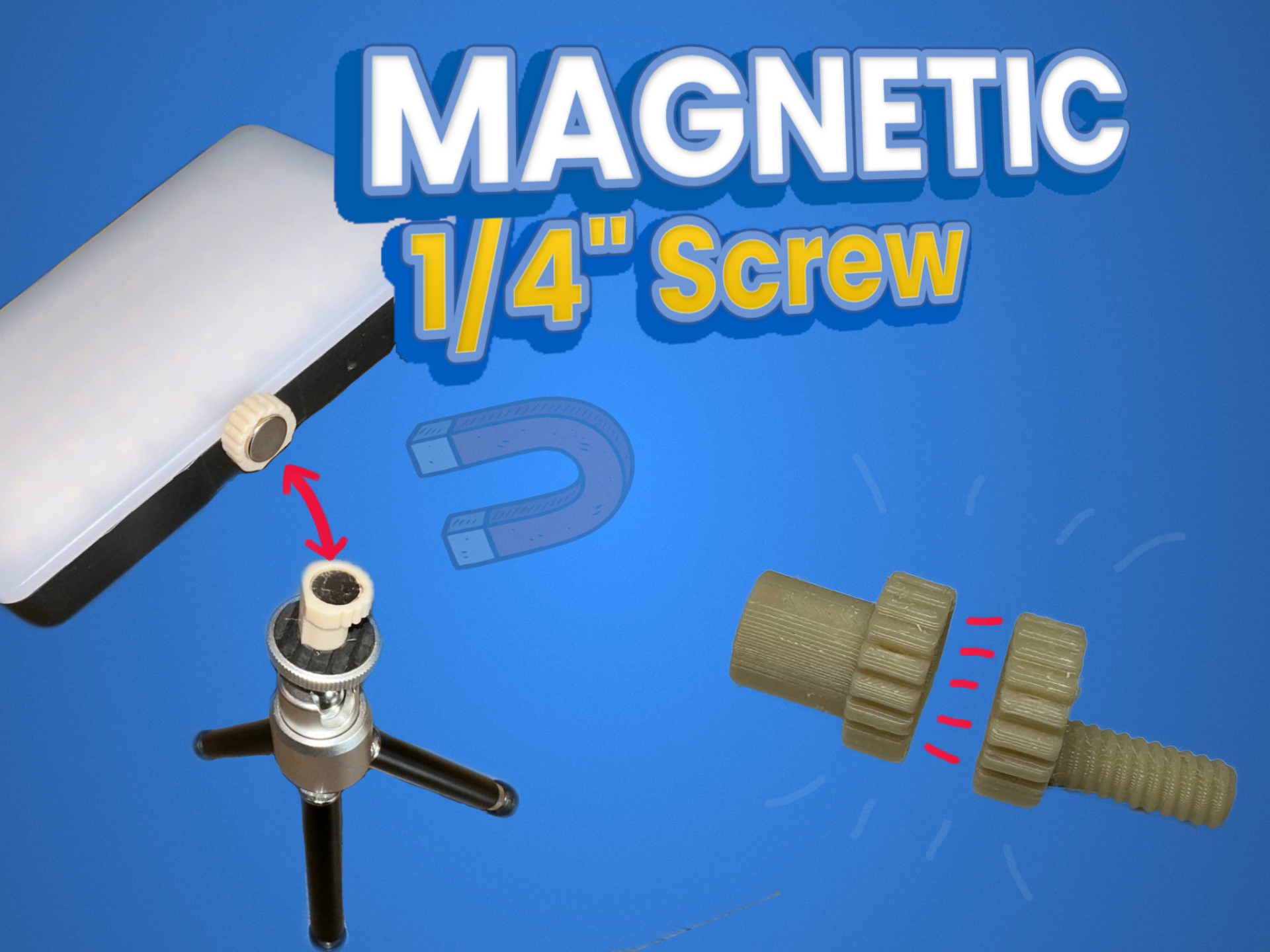 Magnetic adapter for 1/4" Screw - Quick swap