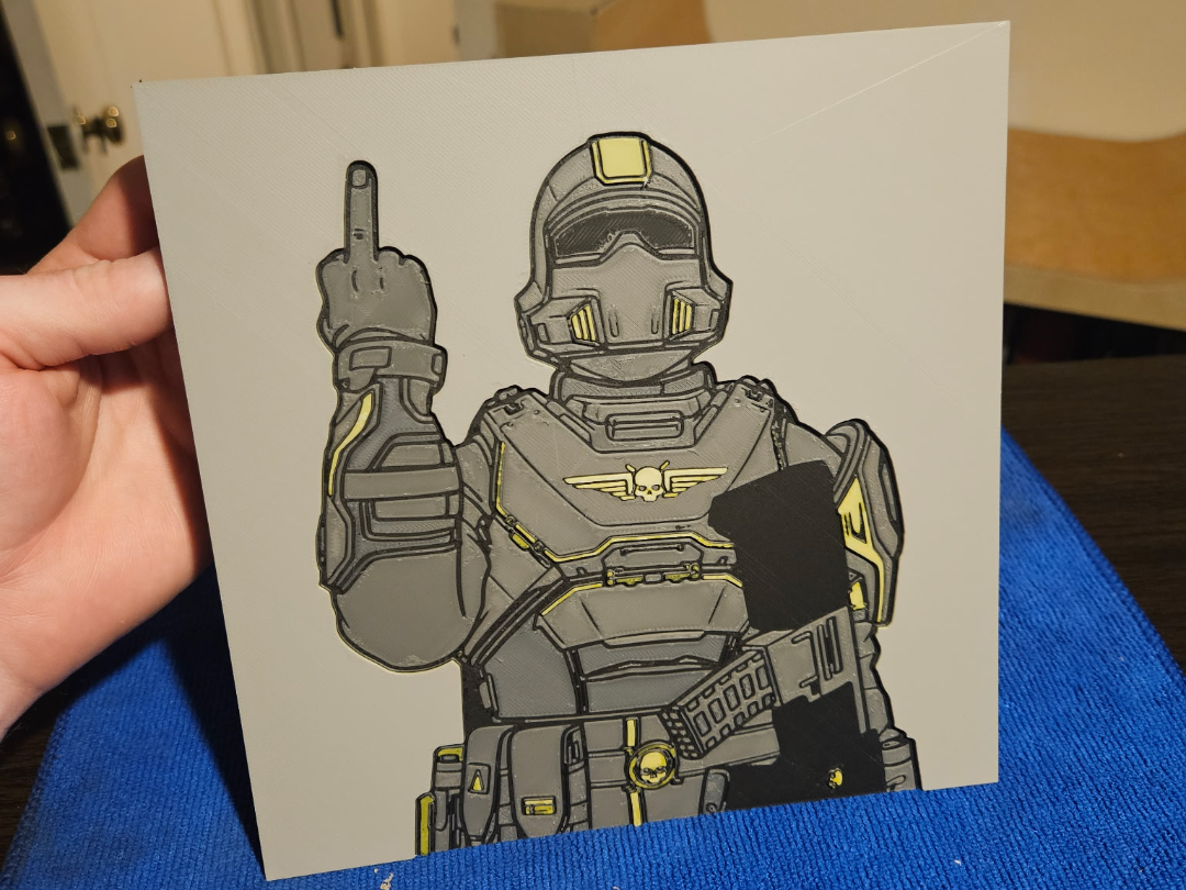 Helldiver Middle Finger Hueforge