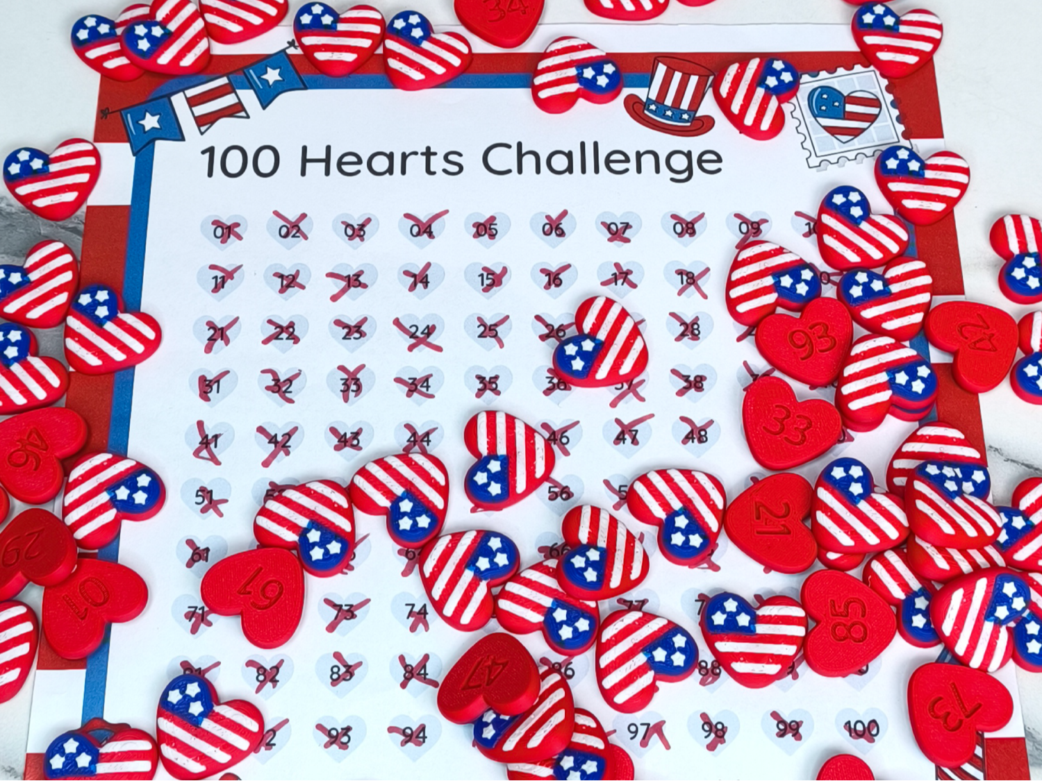 The 100 Hidden USA Hearts 4th July Game + PDF