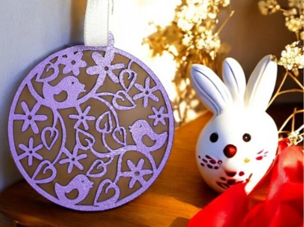 Spring Easter ornament with Birds and Flowers