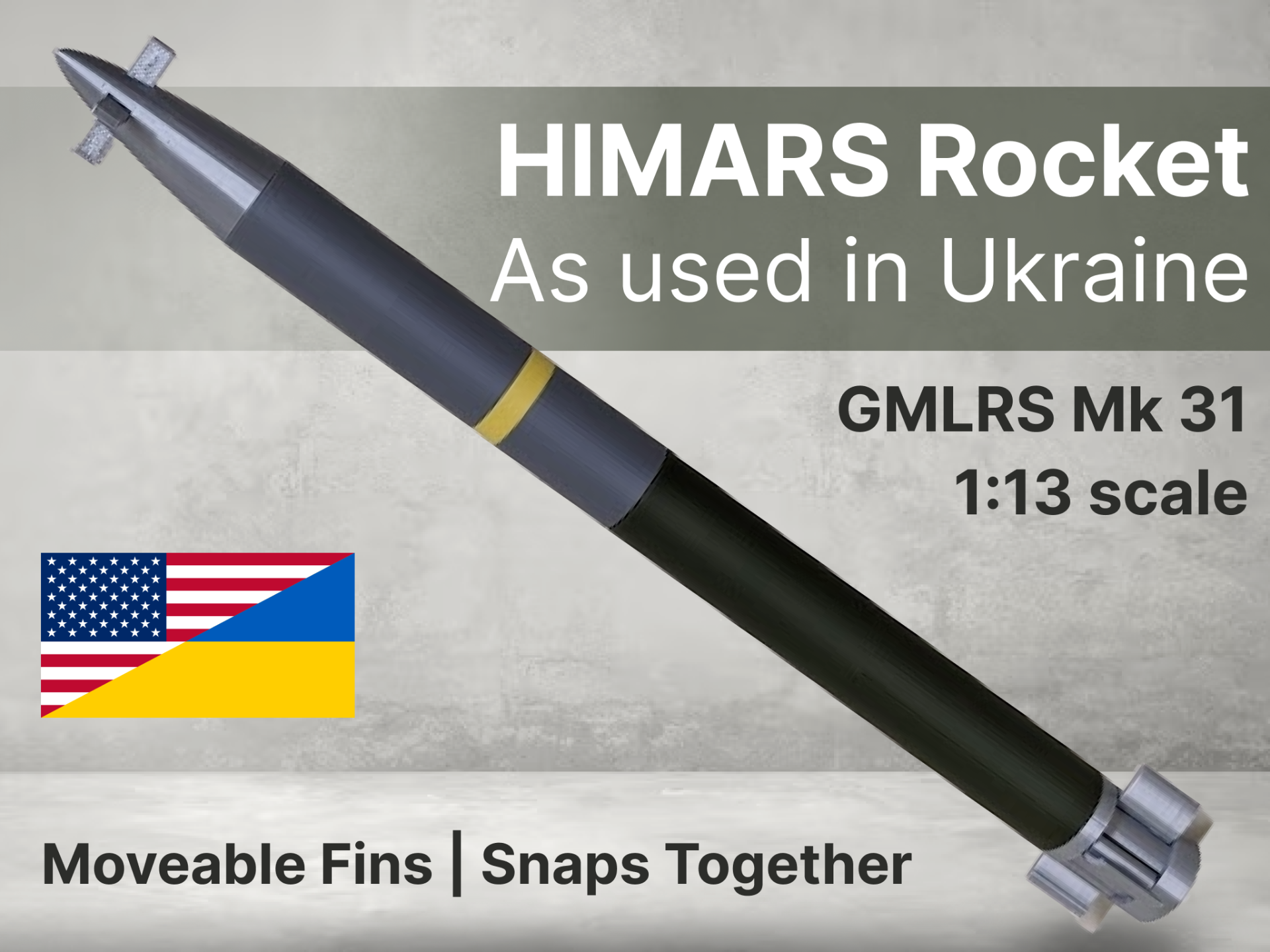 GMLRS HIMARS Rocket with Moving Fins (1:13)
