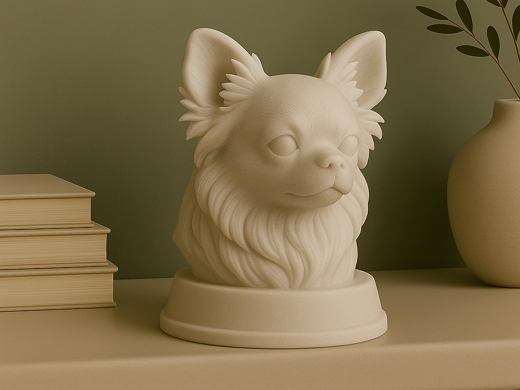 Long-haired Chihuahua – 3D Printable Dog Bust