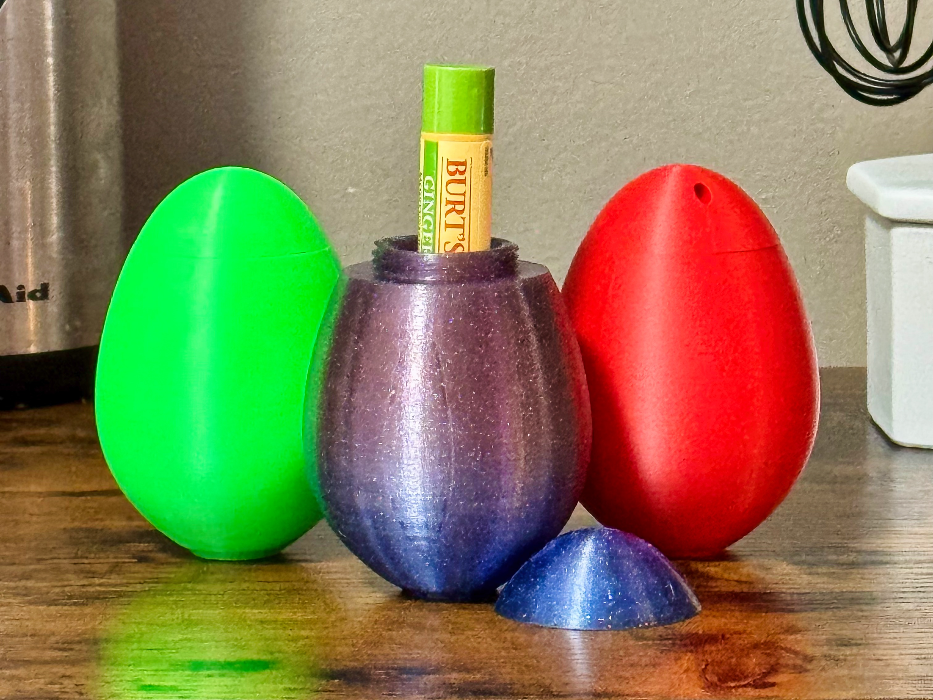 Egg shaped lip balm holder container for easter