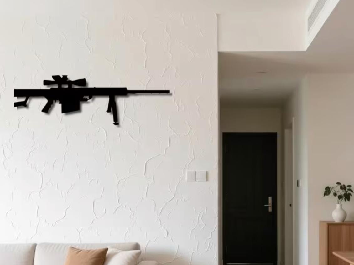 AWP sniper rifle 2D art on the wall