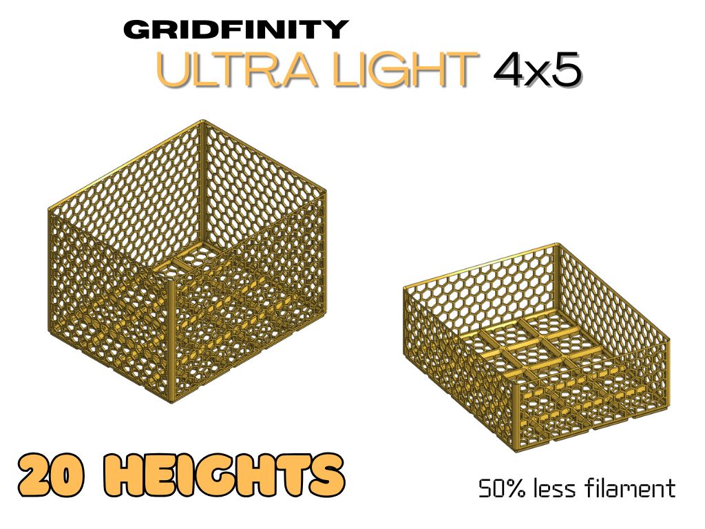 Gridfinity ULTRA light 4x5x(20 heights from 1-20)