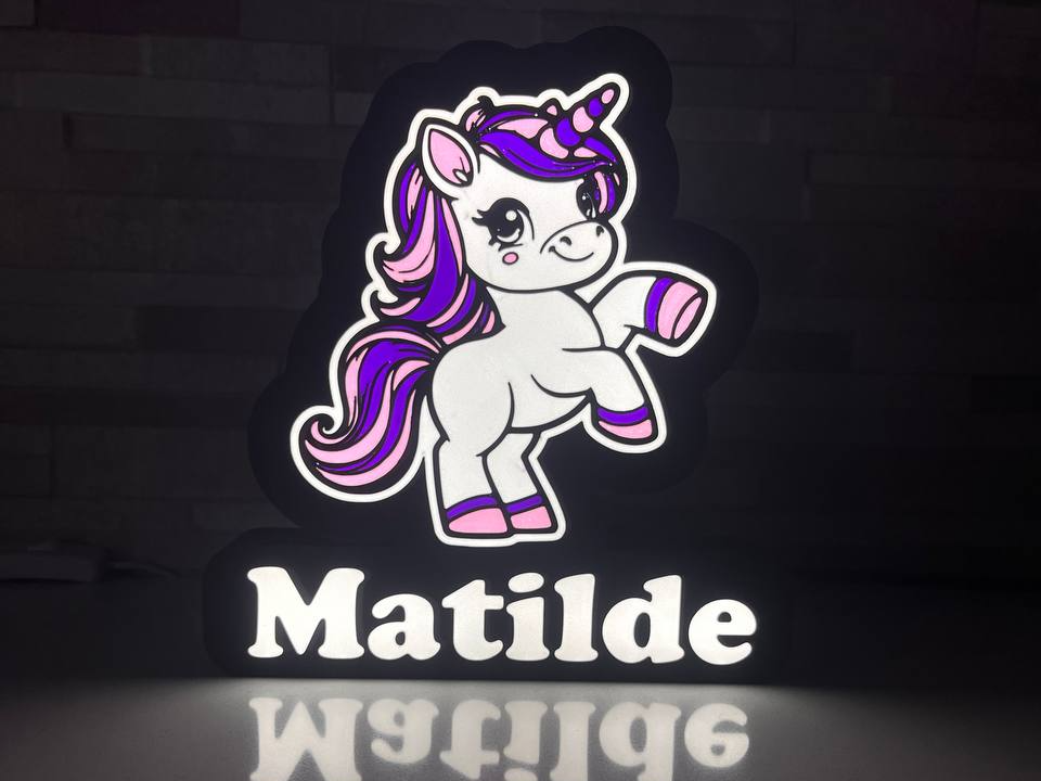 LightBox Unicorno con Nome Matilde personallizzabi
