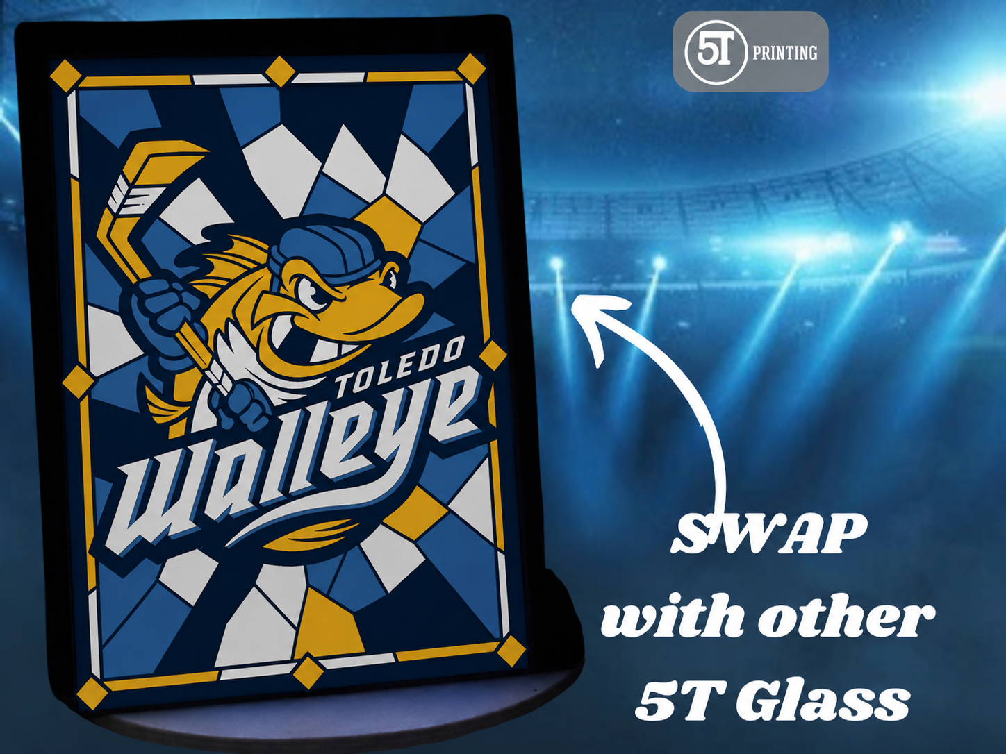 Toledo Walleye light (swappable glass)