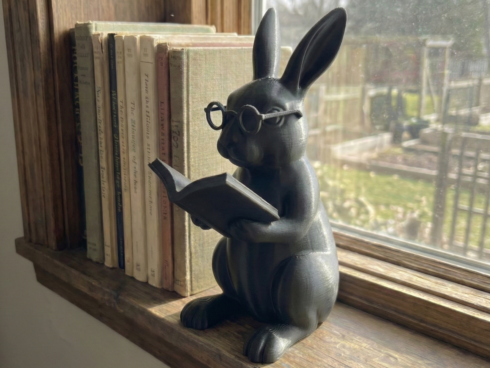 Reading Rabbit - Intellectual Bunny Figurine