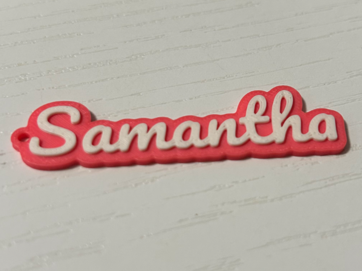 Samantha 3d printed name keychain personalized