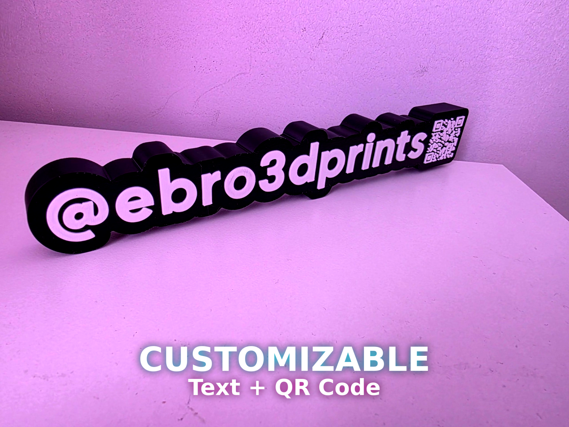 Custom 3D Sign with Text + QR Code