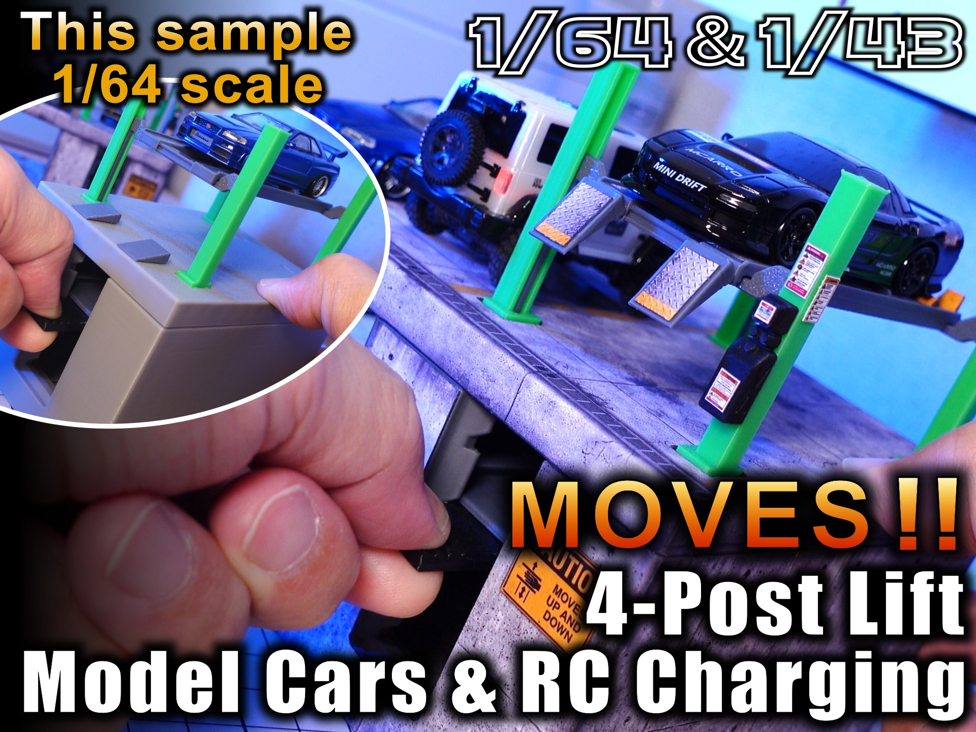 1/64 Sample–4Post Lift,RC Charge Stand (1/64,1/43)