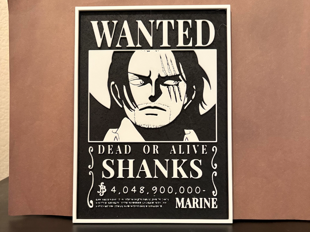 Shanks Wanted Poster - One Piece Hueforge