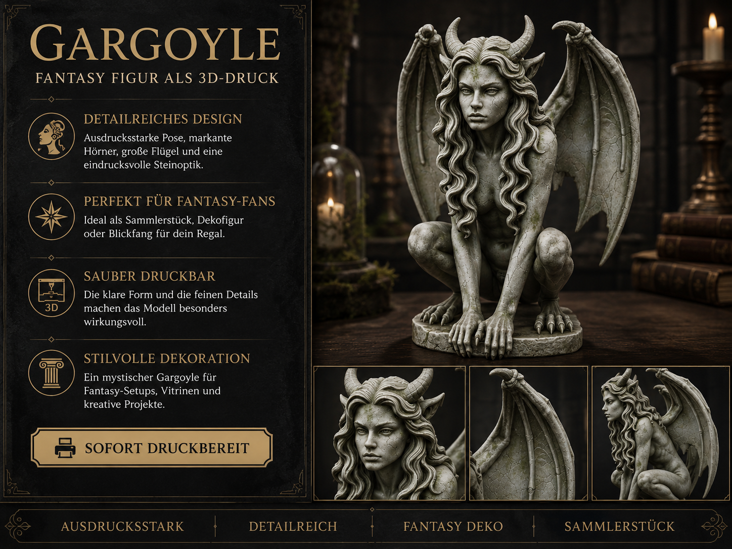 Sexy Gargoyle – detailreiche Gothic-Fantasy-Figur